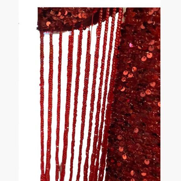 Unbranded Red Sequin Gown with V-Neck Illusion Front and V-Neck Back Size 18 EUC - Picture 9 of 13